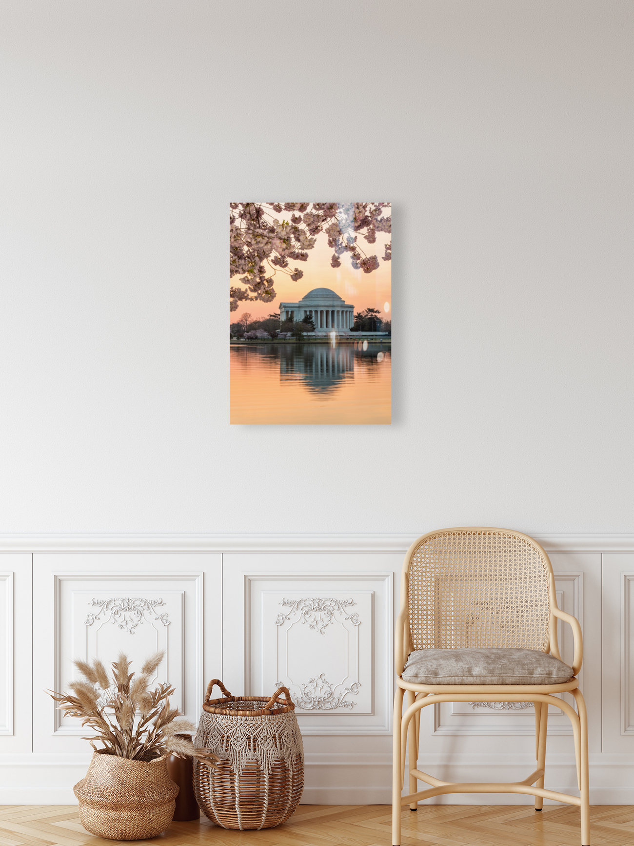 Cherry Blossom and Jefferson Memorial at sunrise Reproduction