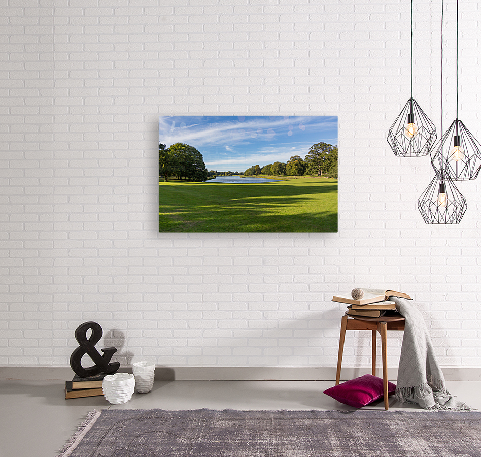 English lawn running down to lake Reproduction