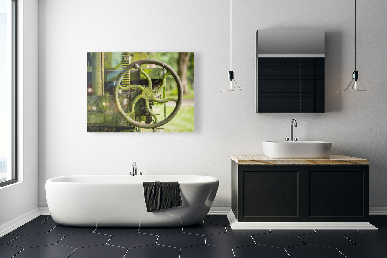 Moss covered farm machinery with handle Reproduction