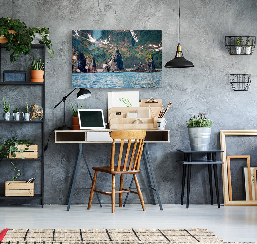 Rocky outcrops in the bay at Seward in Alaska Reproduction