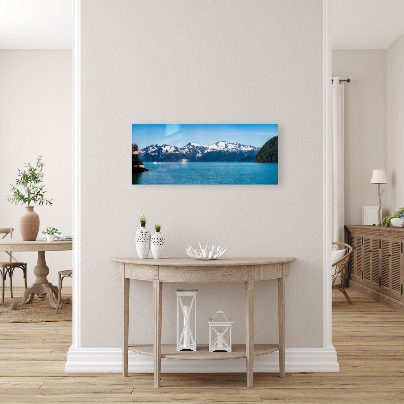 Panorama of mountains by Resurrection bay near Seward in Alaska Reproduction