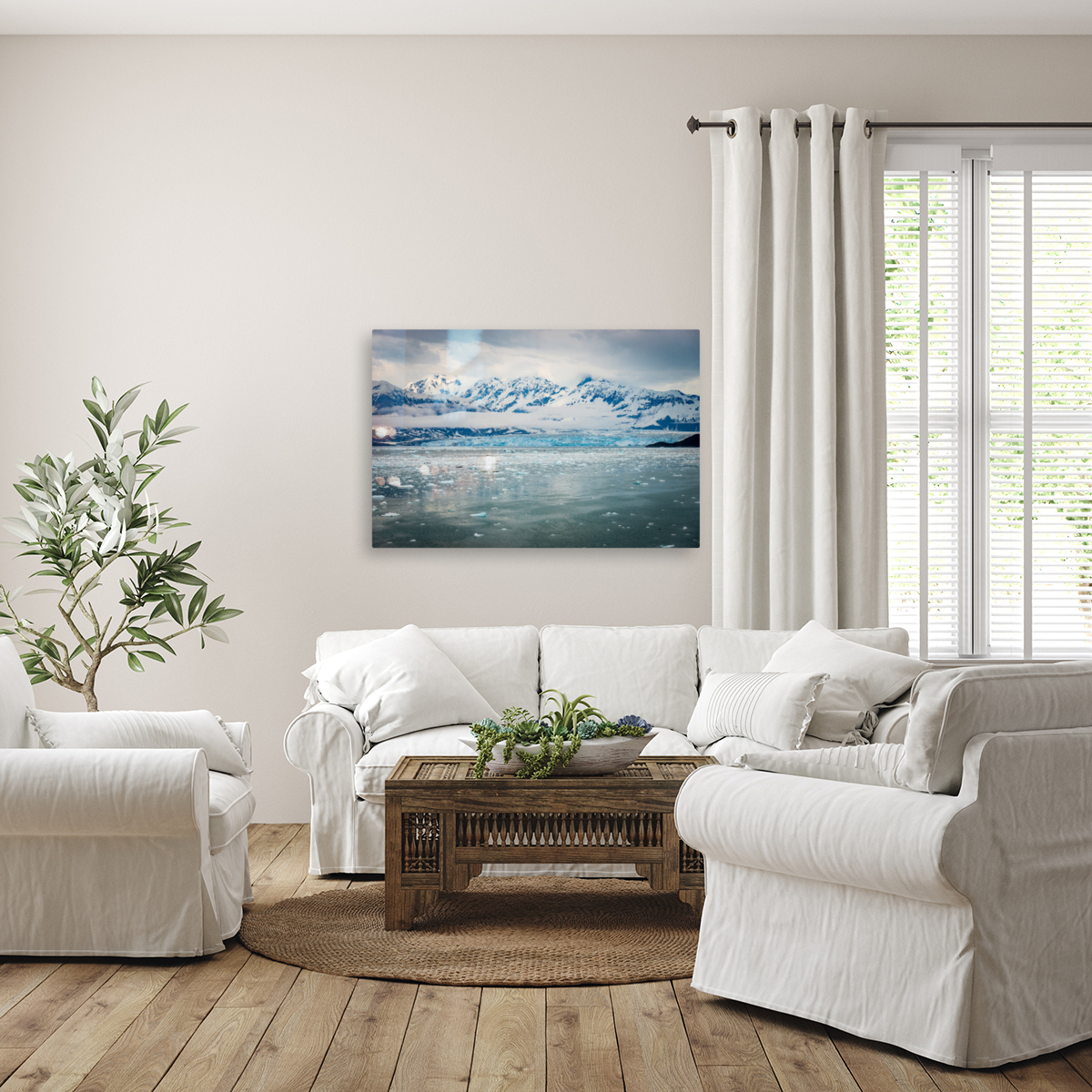 The Hubbard glacier near Valdez in Alaska on cloudy day Reproduction