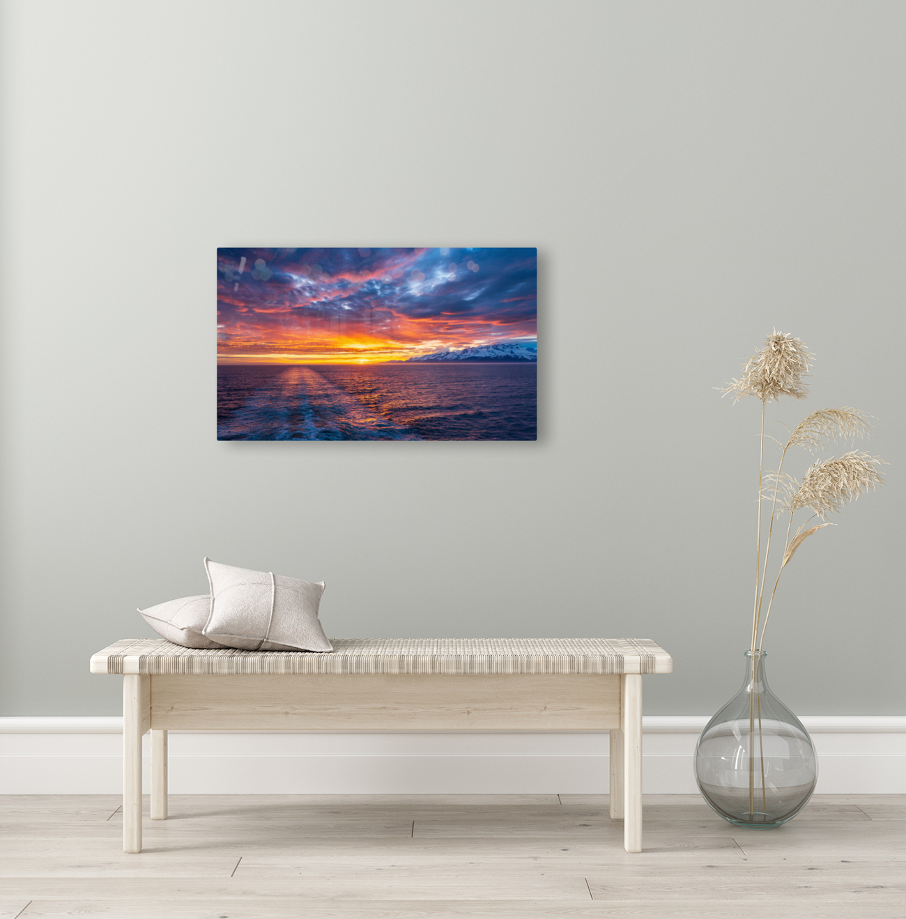 Sunset by Mt Fairweather and the Glacier Bay National Park in Al Reproduction