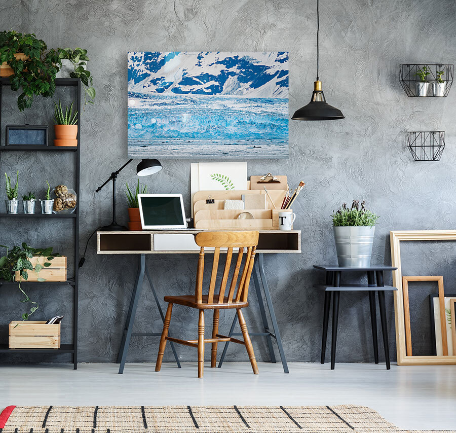 The Hubbard glacier near Valdez in Alaska on cloudy day Reproduction