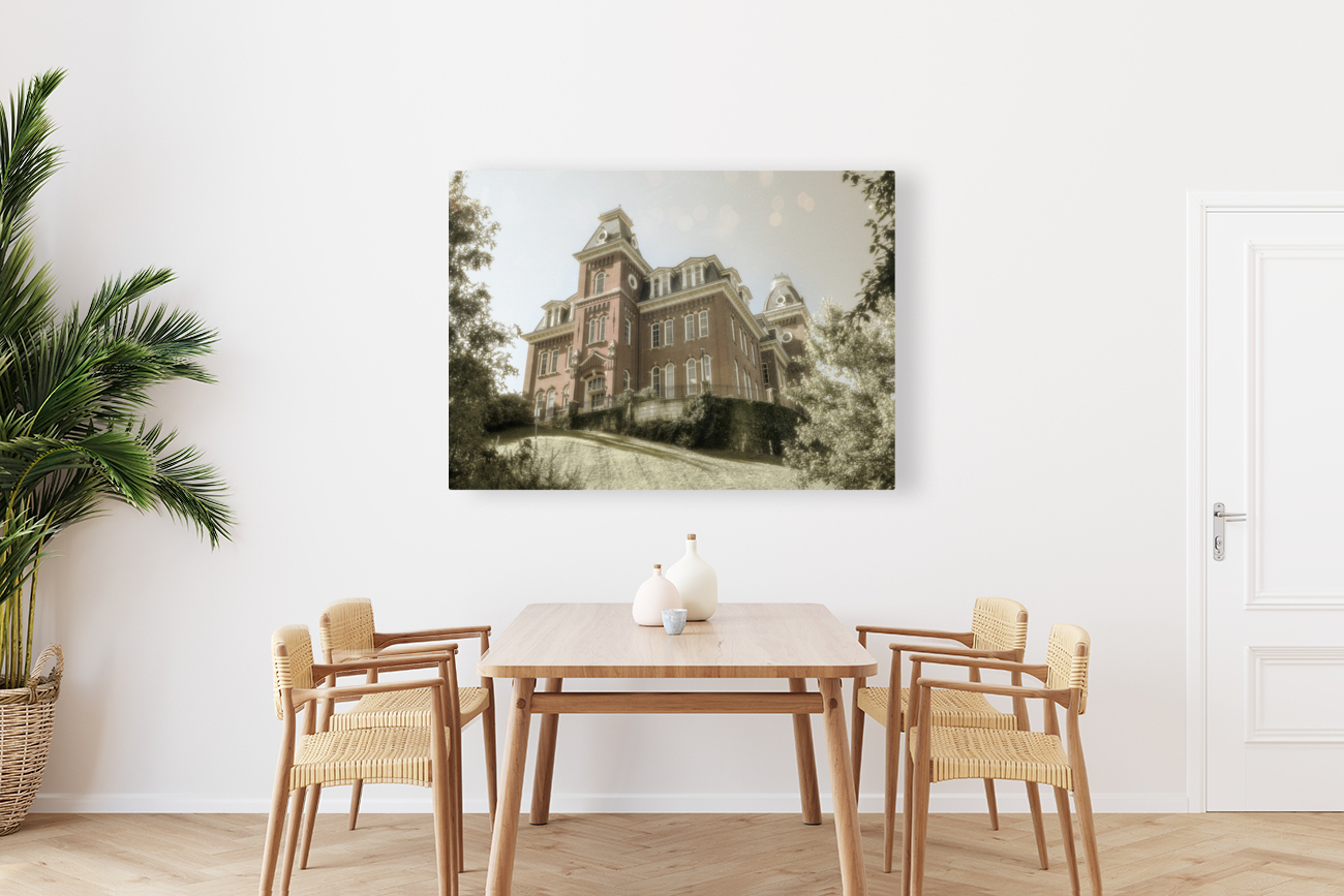 Sepia of Woodburn Hall at WVU in Morgantown Reproduction