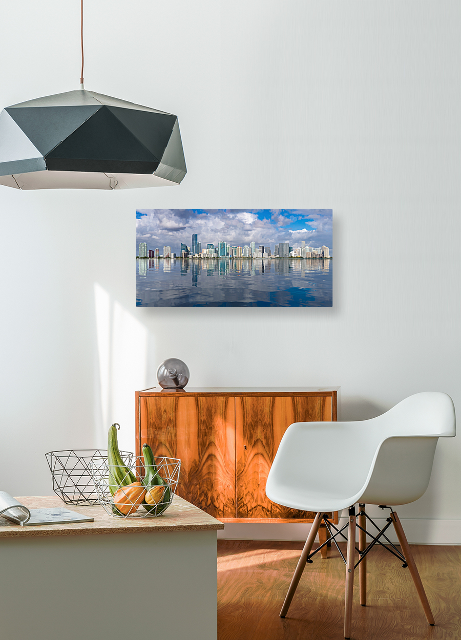 View of Miami Skyline with artificial reflection Reproduction