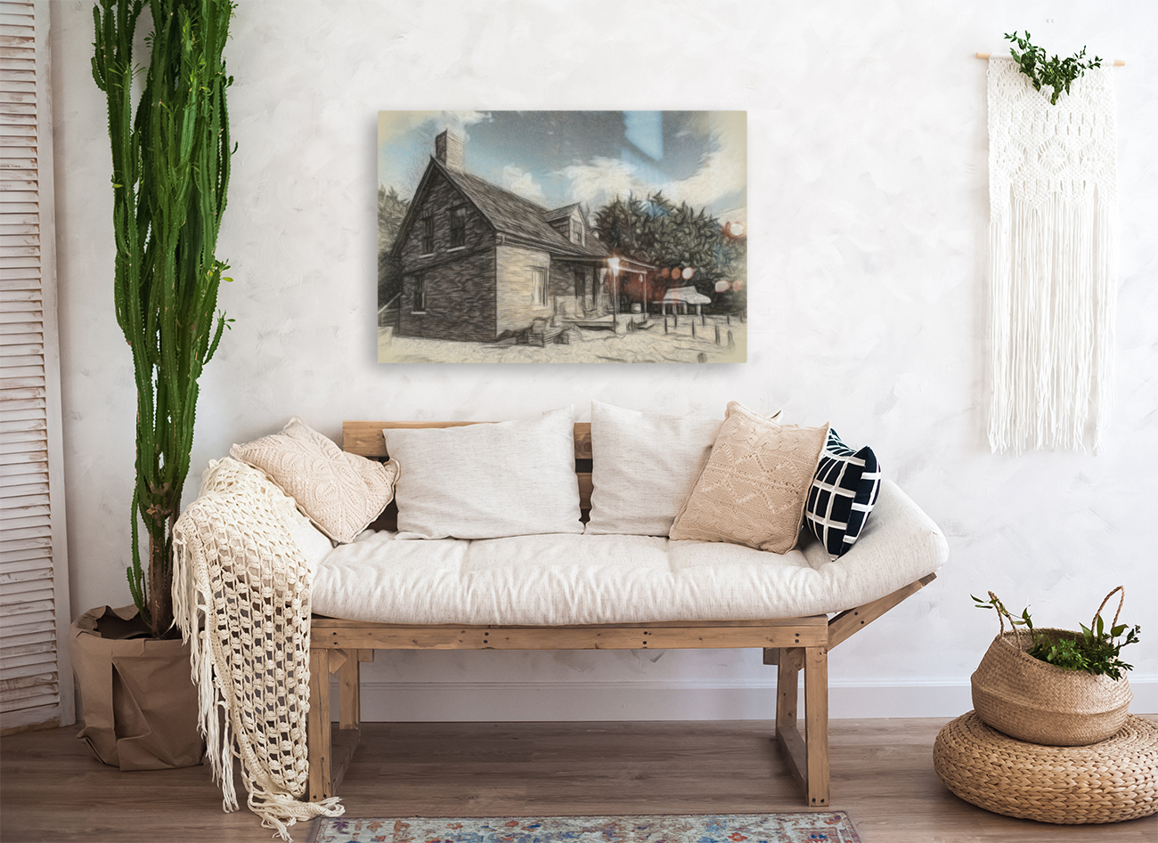 Charcoal drawing of Lighthouse keeper house Bill Baggs Reproduction