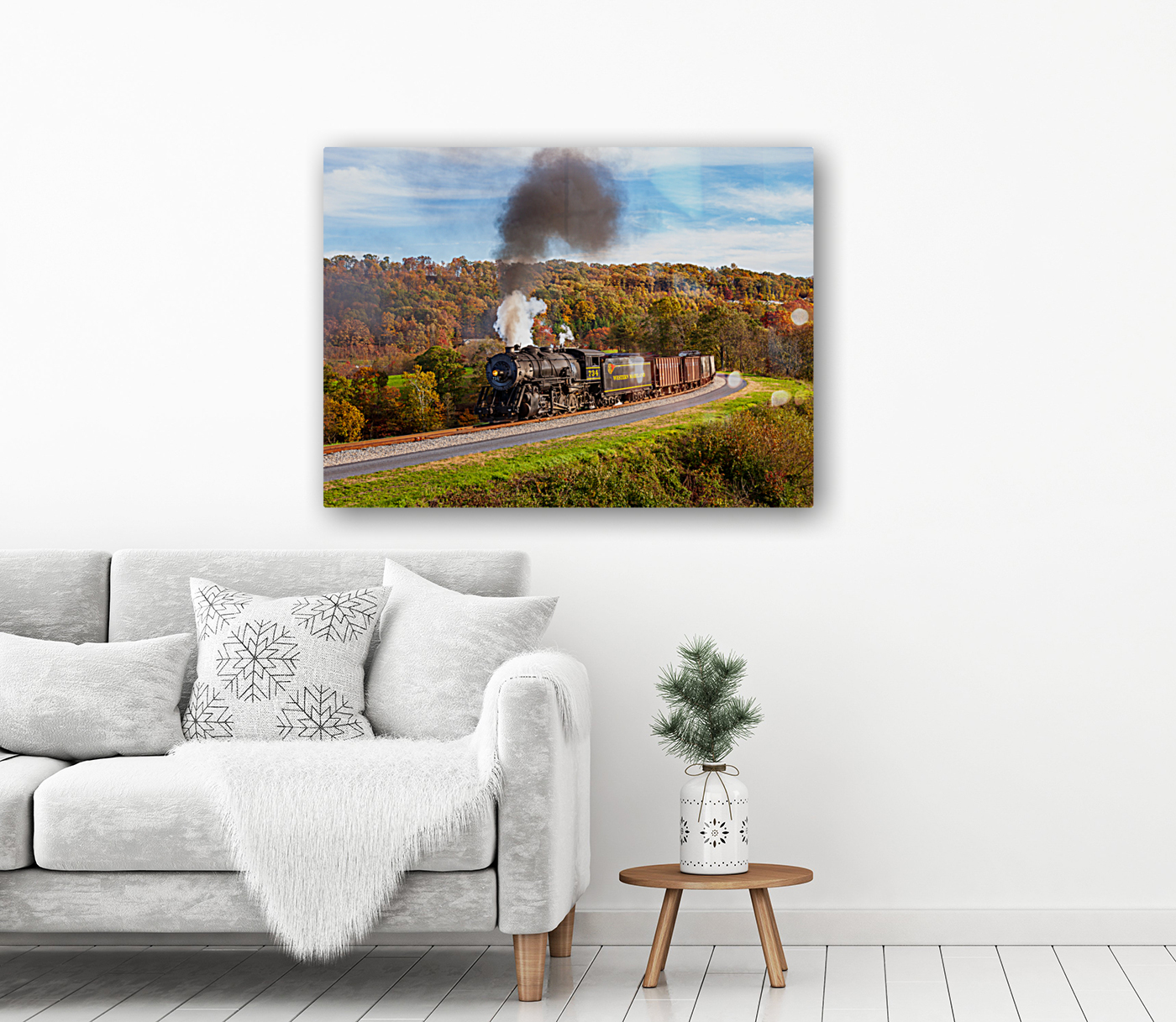 WMRR Steam train powers along railway Reproduction