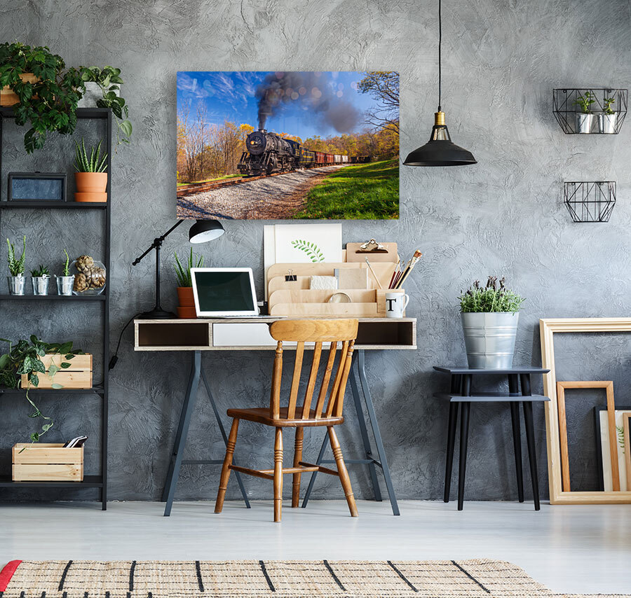 WMRR Steam train powers along railway Reproduction