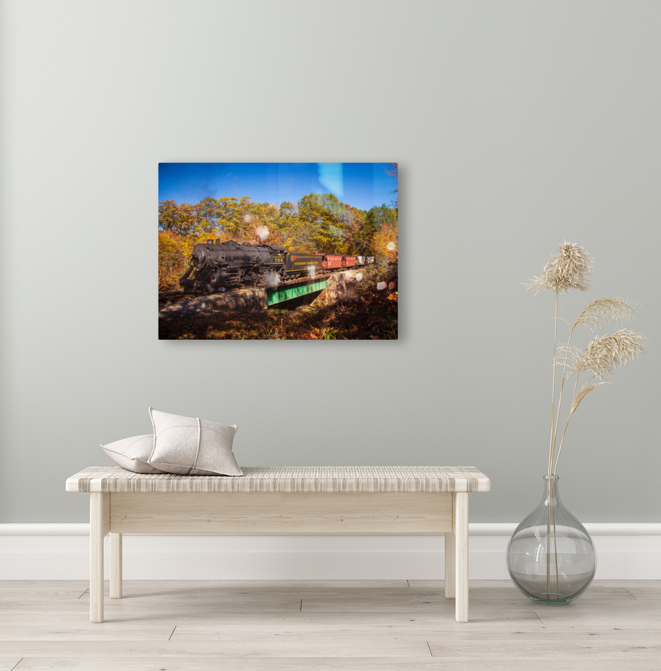 WMRR Steam train powers along railway Reproduction