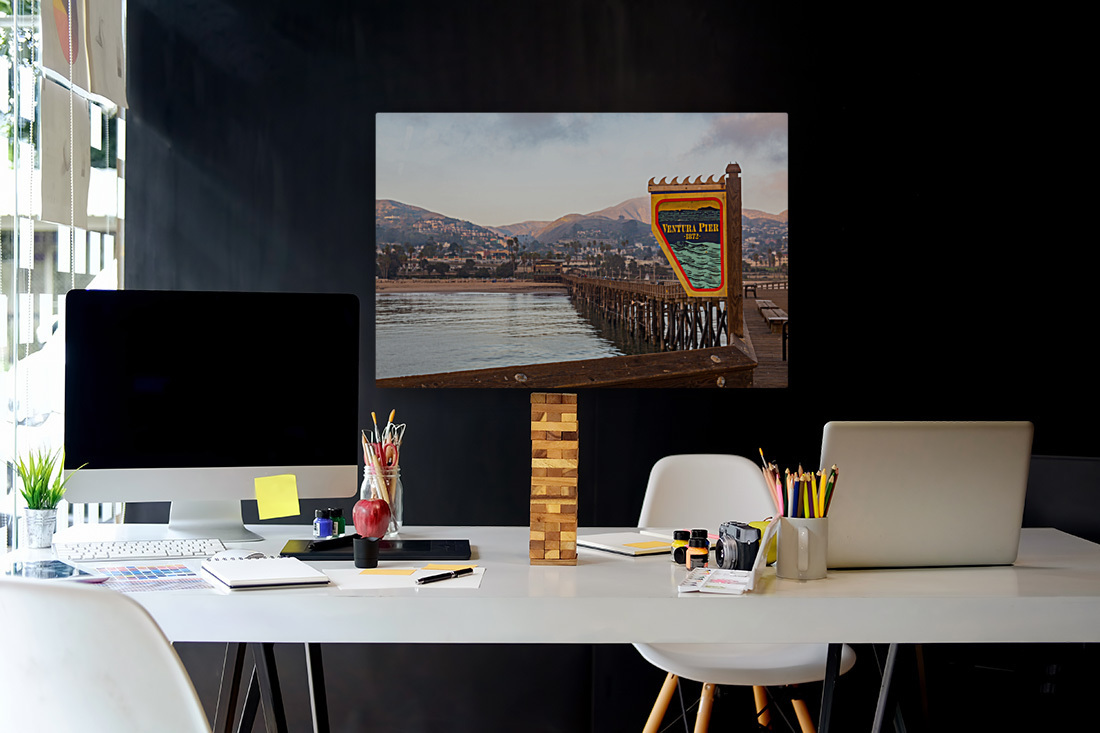 Sunset at dusk Ventura pier California Reproduction