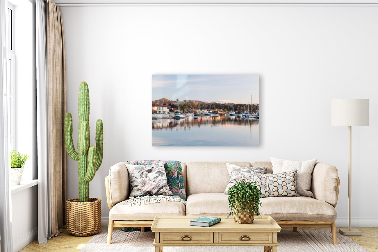 Sunrise over homes and boats ventura Reproduction