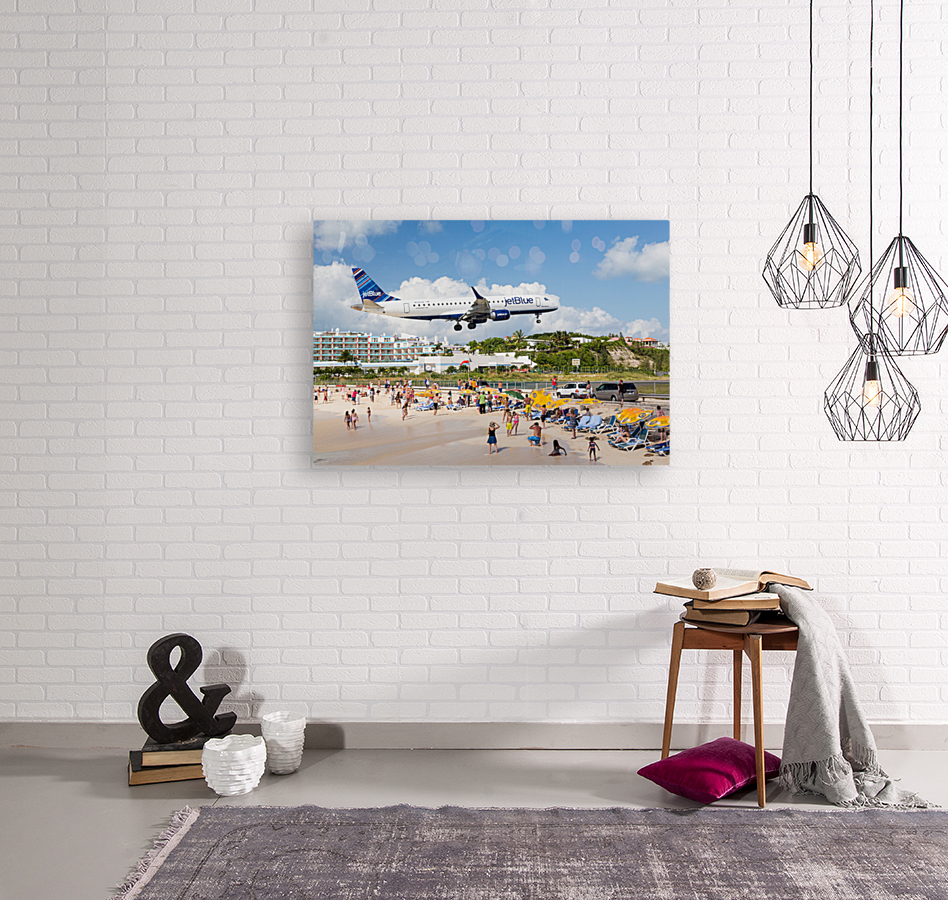 Jet Blue Airplane lands at Princess Juliana airport St Martin Reproduction