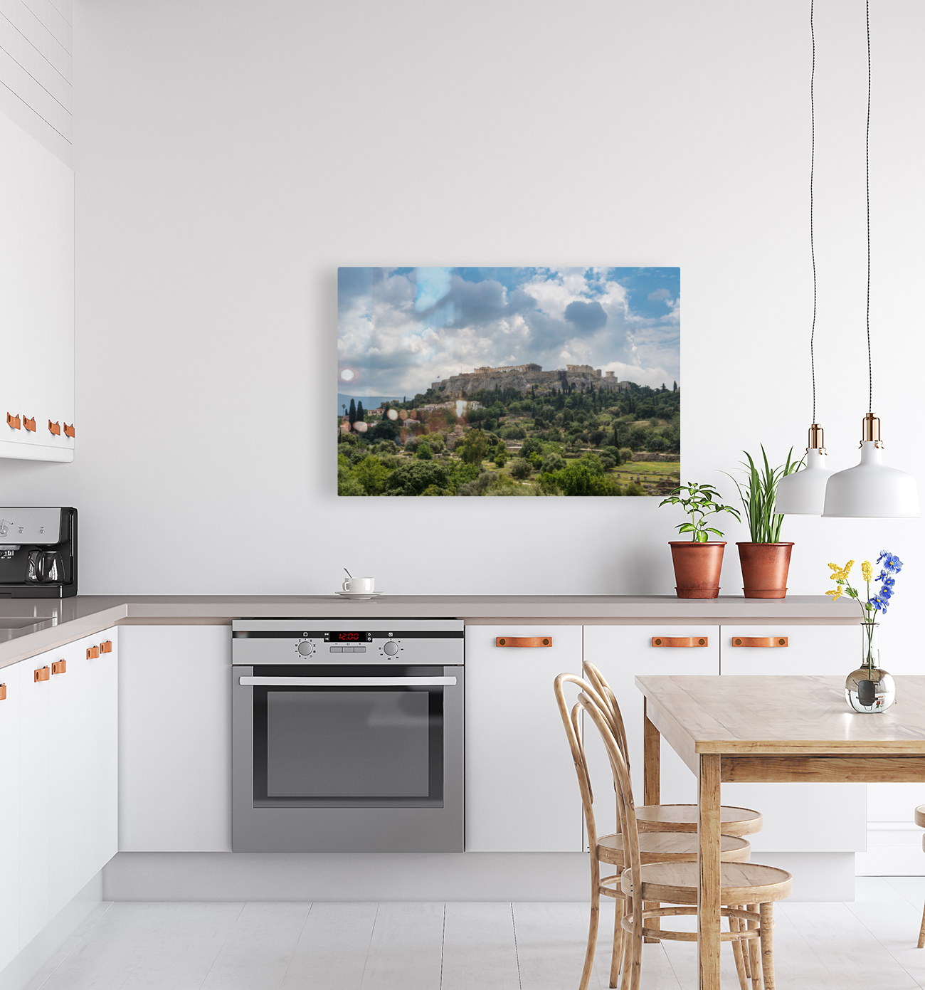 Acropolis hill rises above Greek Agora in Athens Reproduction