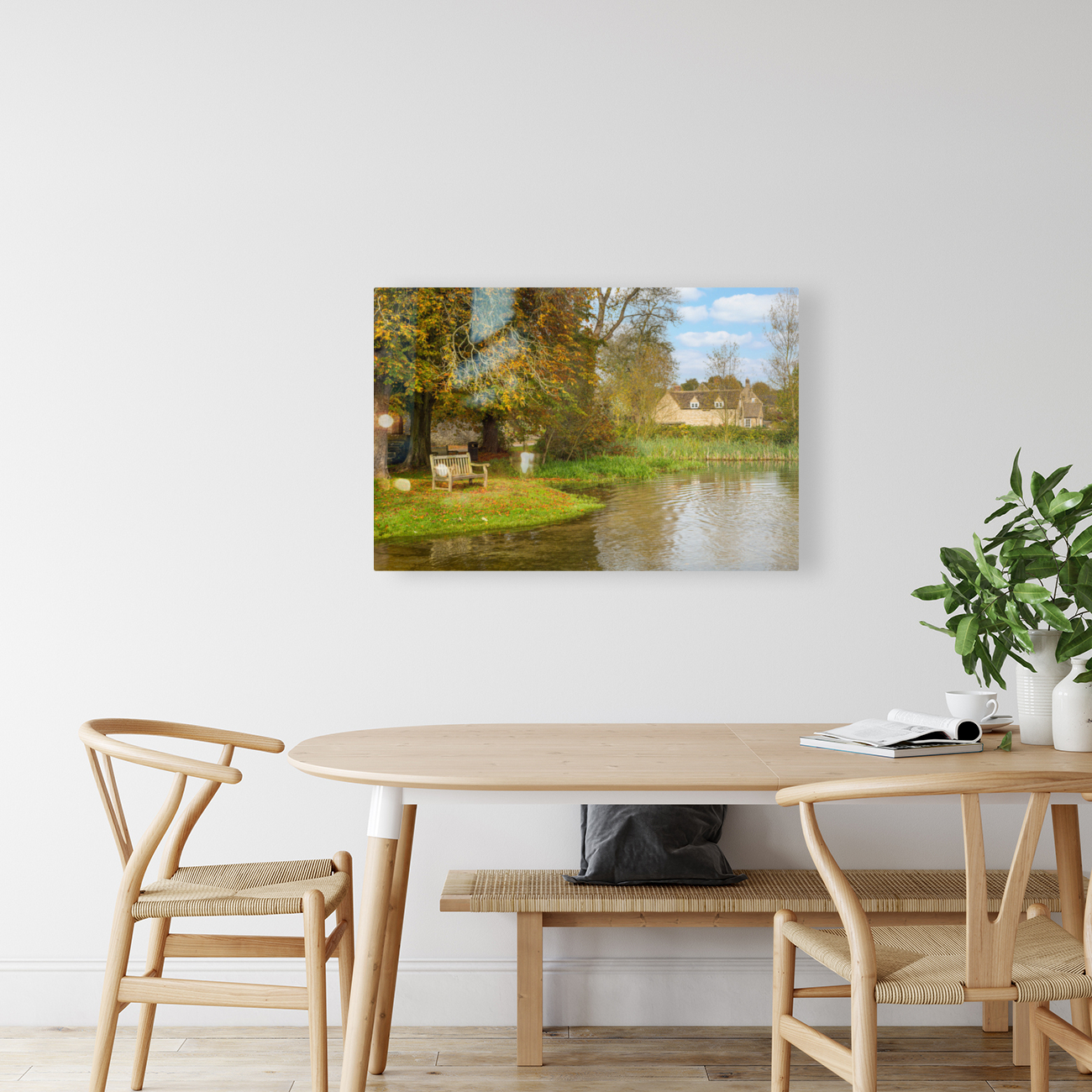 Seat overlooking deep ford in Shilton Oxford Reproduction