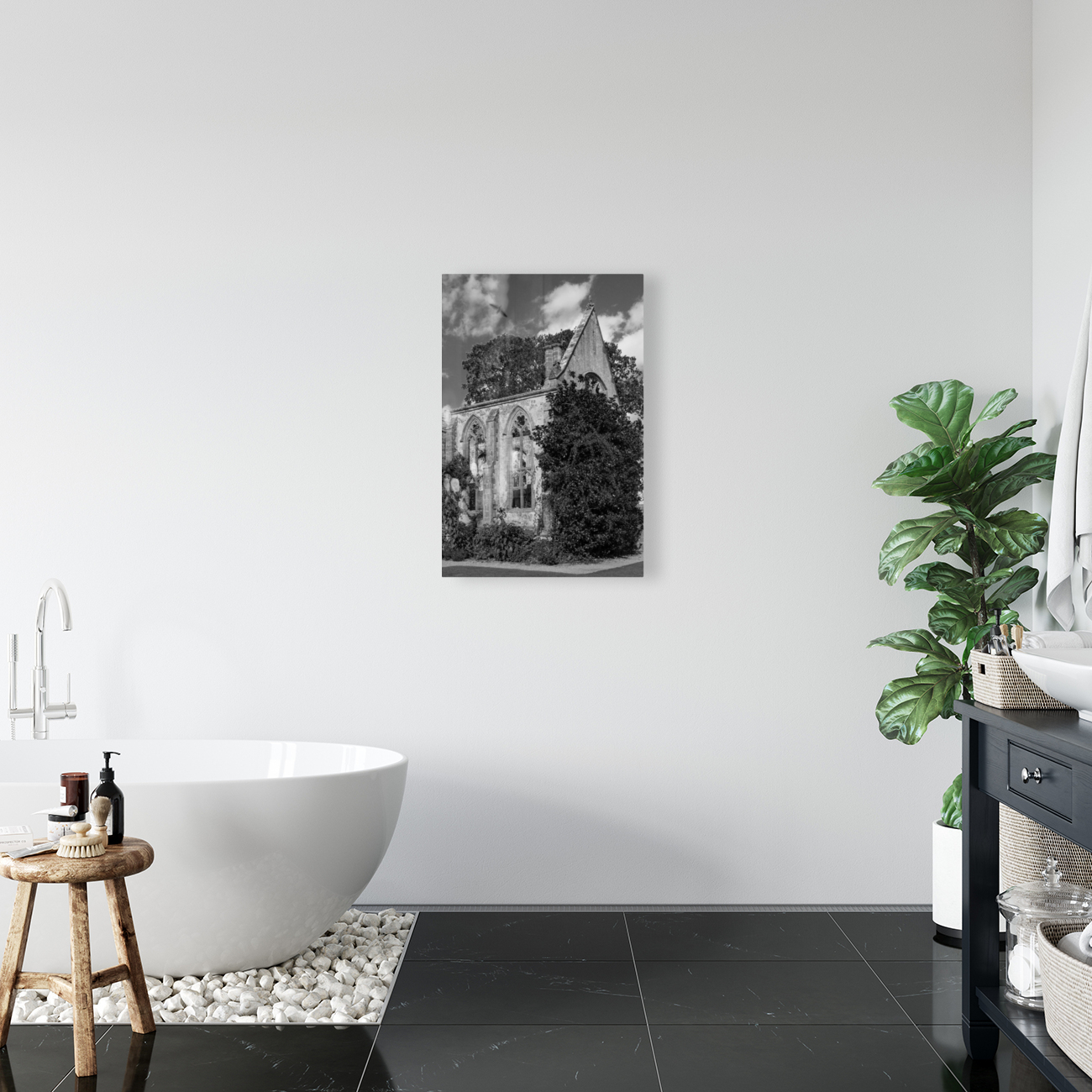 Abandoned historic British church monchrome Reproduction