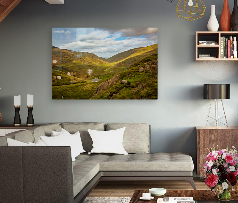 View through moorland valley from HardKnott Pass Reproduction