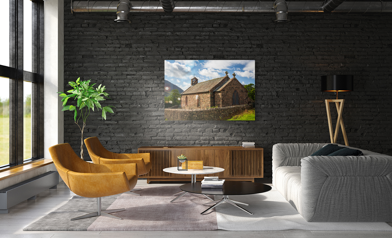 Old stone church in Buttermere Village Reproduction