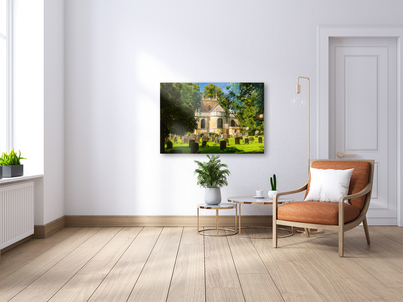 Church and graveyard in Honington Cotswolds Reproduction