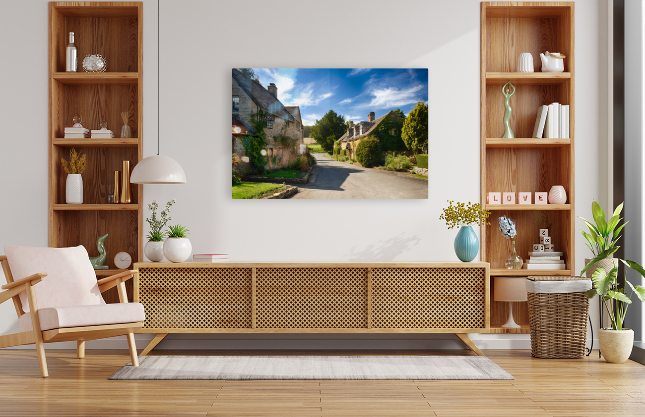 Old cotswold stone houses in Icomb Reproduction