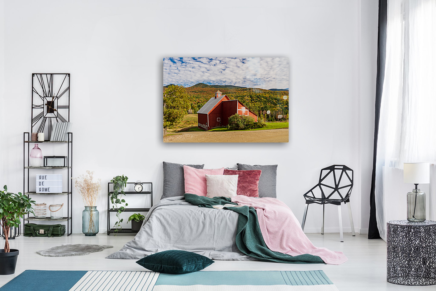 Grandview Farm barn with fall colors in Vermont Reproduction