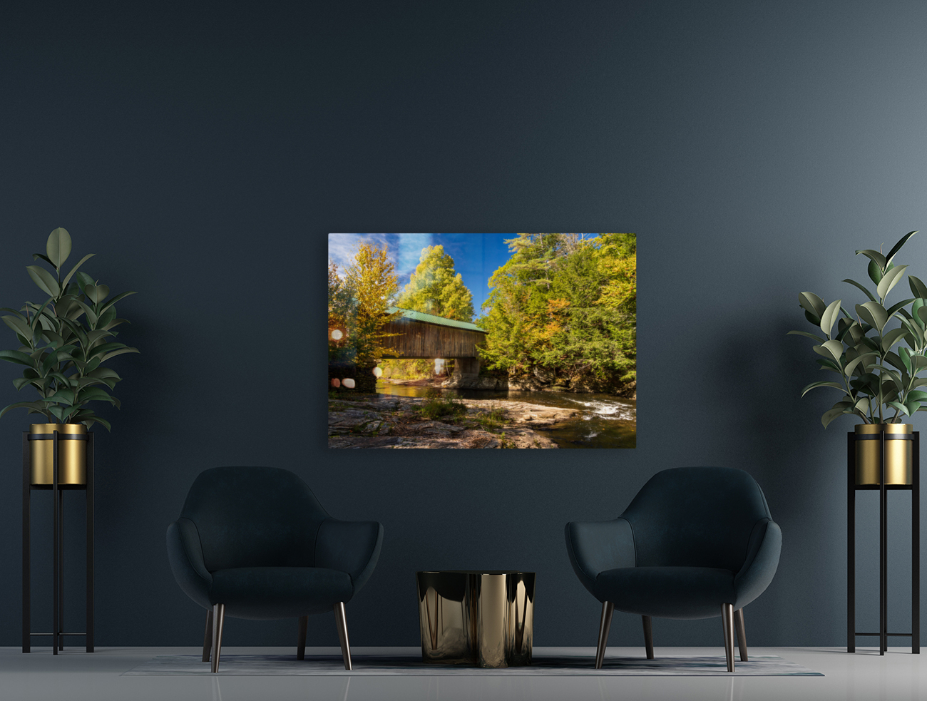 Montgomery covered bridge near Waterville in Vermont Reproduction