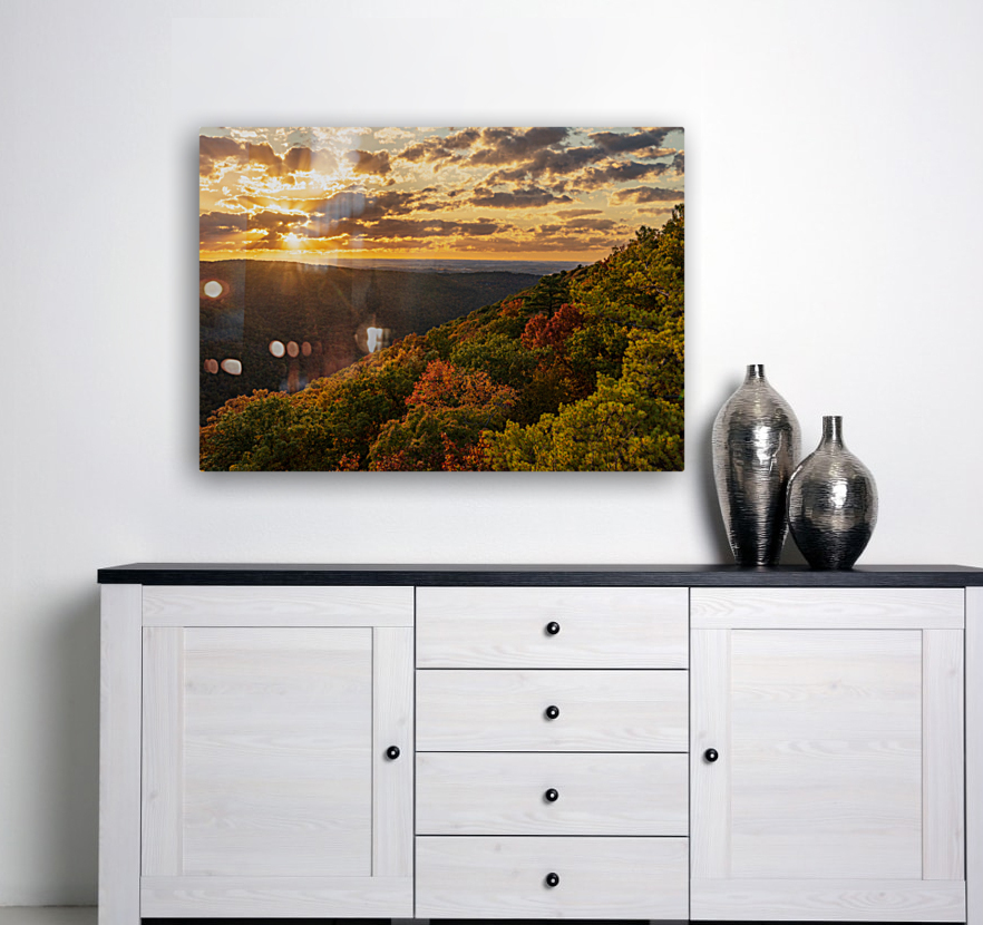 Sunset over Morgantown seen from Coopers Rock Reproduction