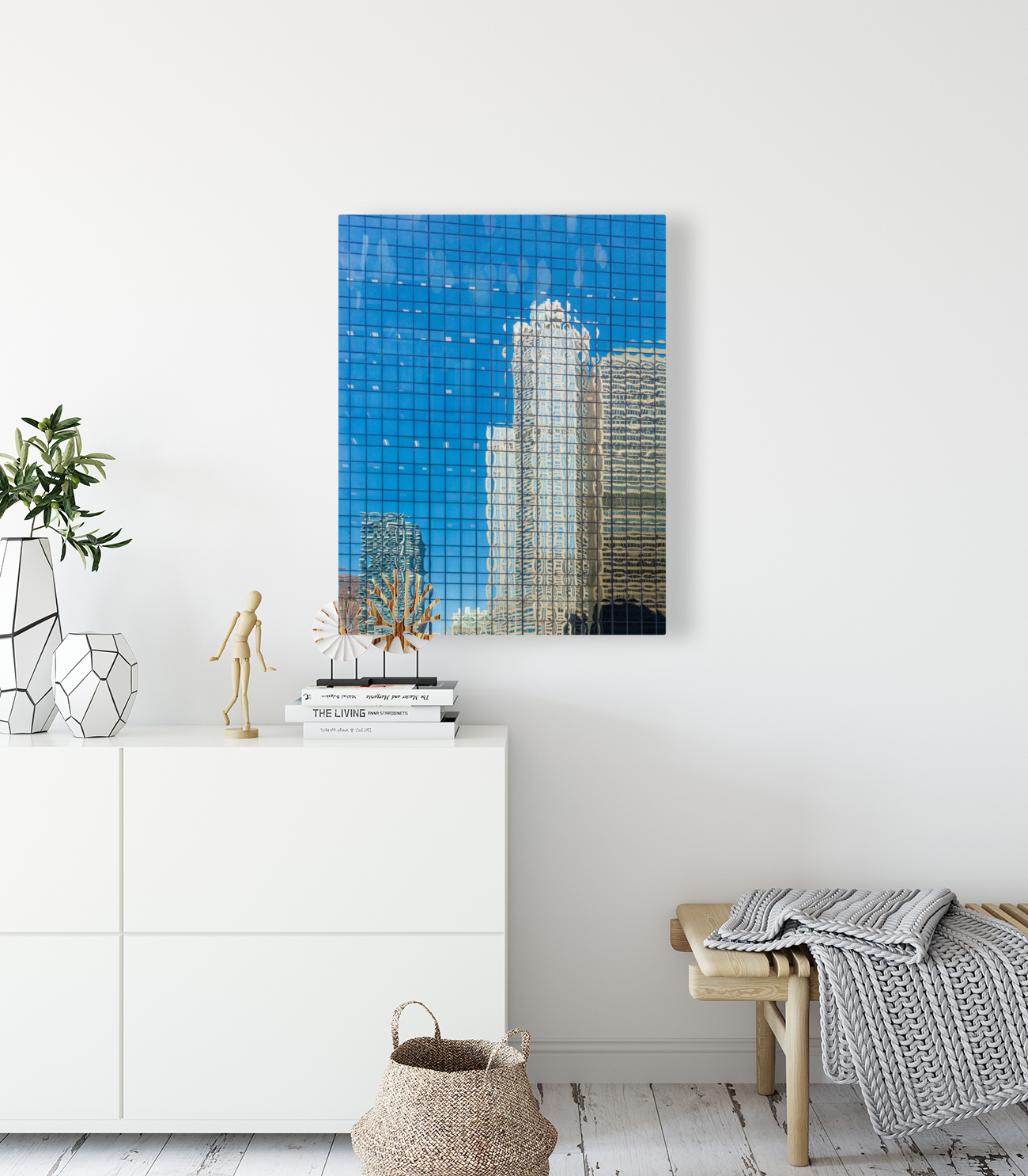 Reflection of offices in Chicago windows Reproduction