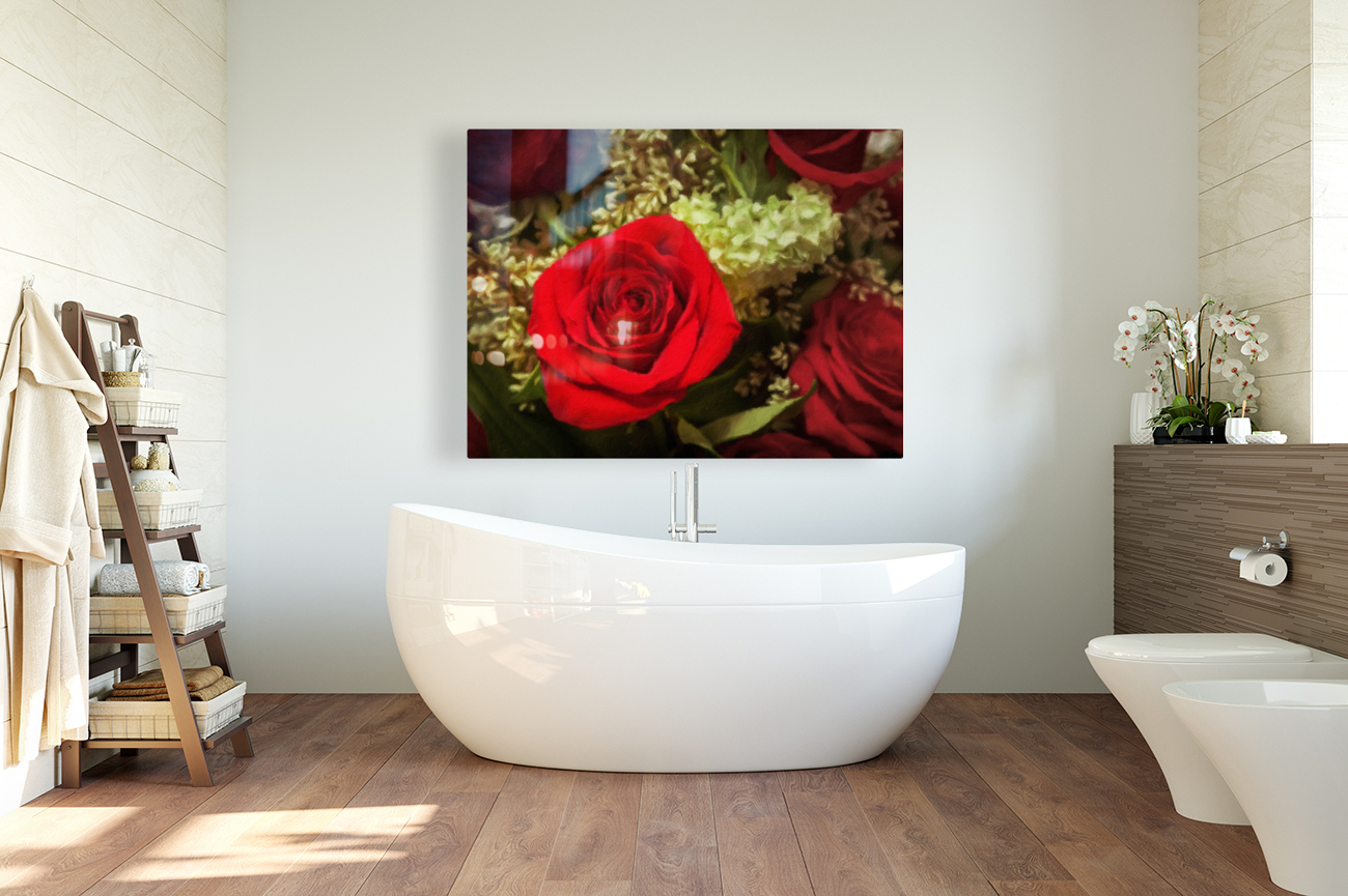 Oil painting of red rose bouquet Reproduction