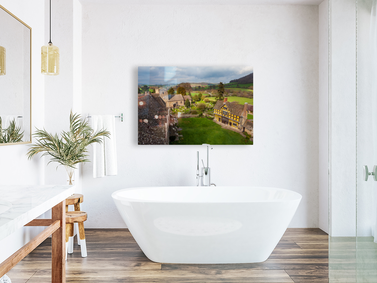 Stokesay Castle in Shropshire on cloudy day Reproduction