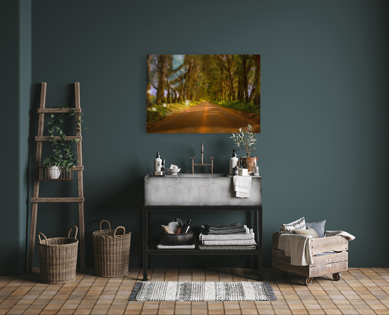 Painting of Tree Tunnel on Kauai Reproduction