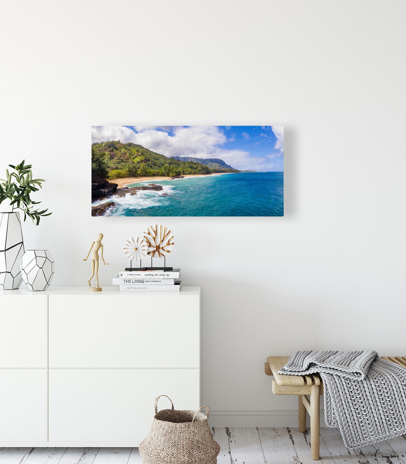 Aerial drone shot of Lumahai Beach  Reproduction