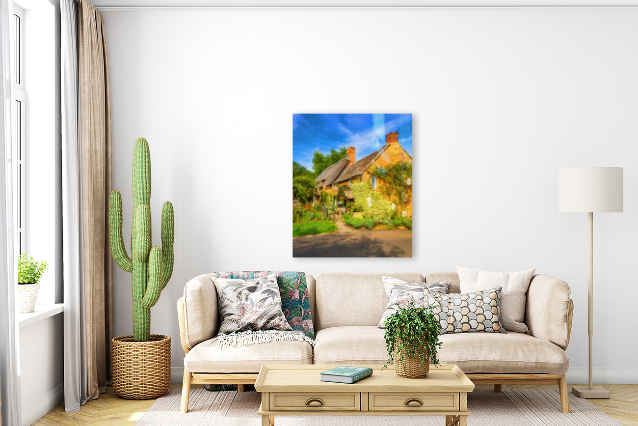 Oil paint cotswold stone house in Ilmington Reproduction