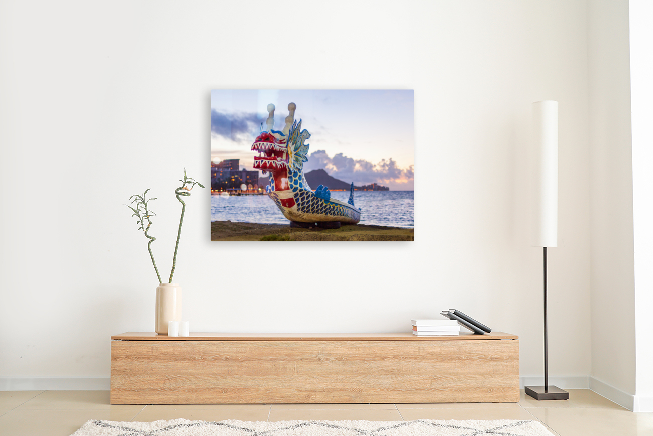 Carved head of dragon canoe Reproduction