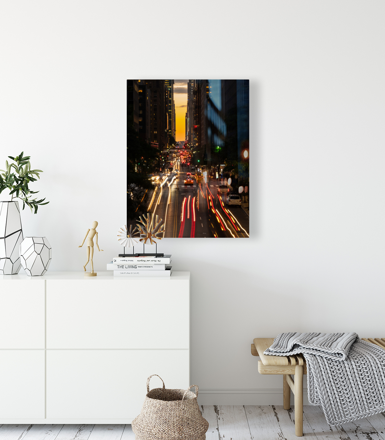 Traffic streams on 42nd street in NY after sunset Reproduction