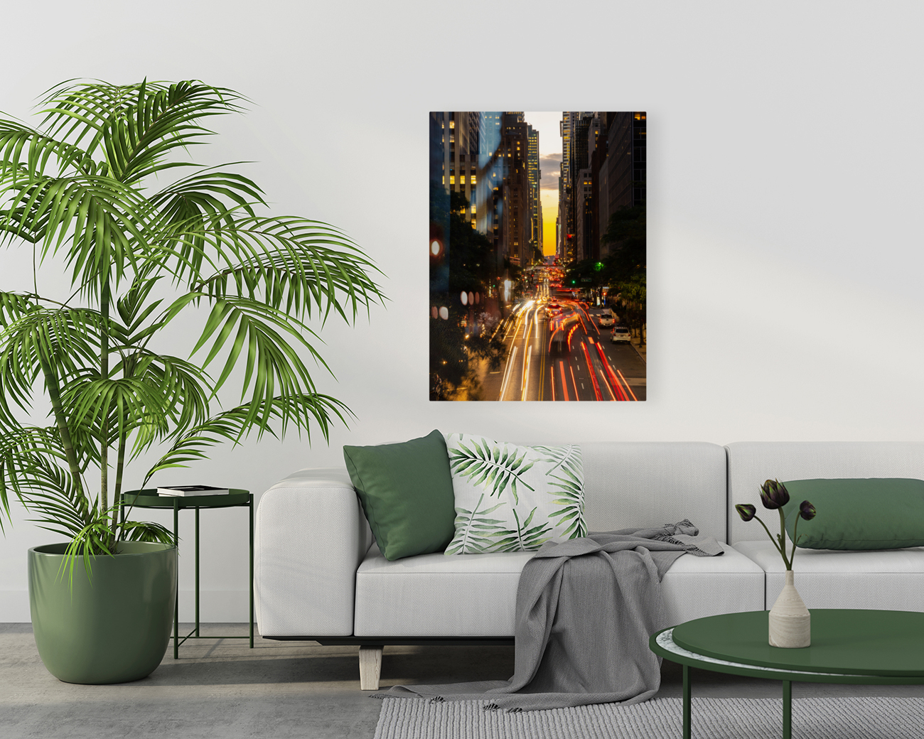 Traffic streams on 42nd street in NY after sunset Reproduction