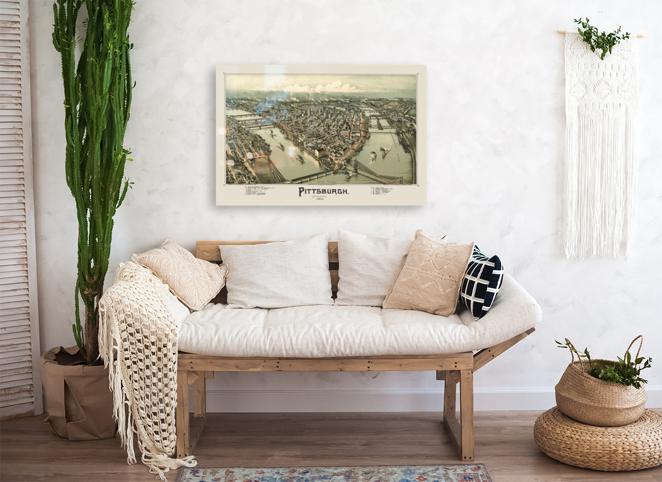 Restored street plan of Pittsburgh PA Reproduction