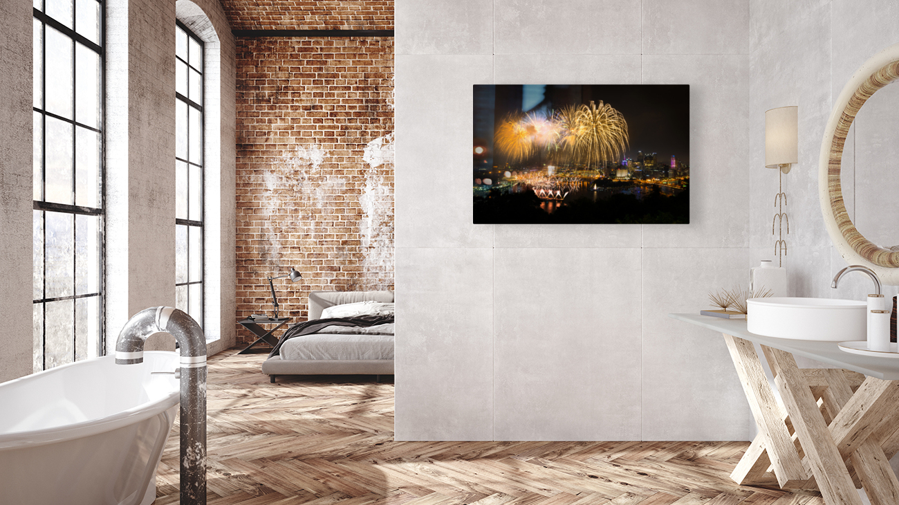 Fireworks over Pittsburgh for Independence Day Reproduction