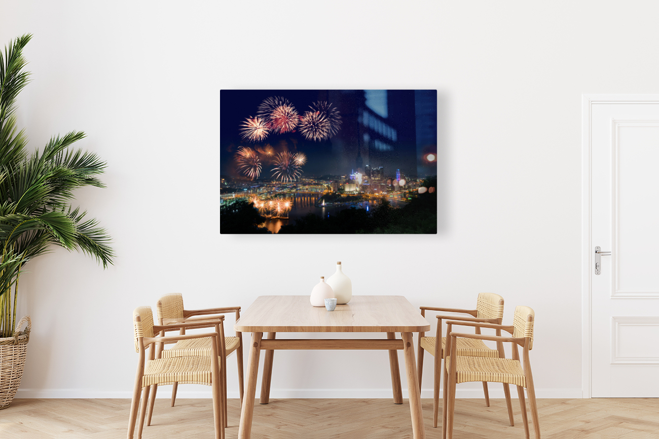 Fireworks over Pittsburgh for Independence Day Reproduction