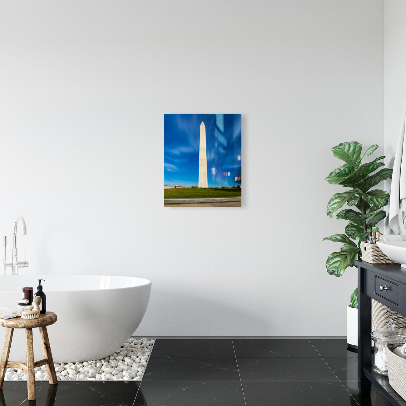 Wide angle view of Washington Monument Reproduction