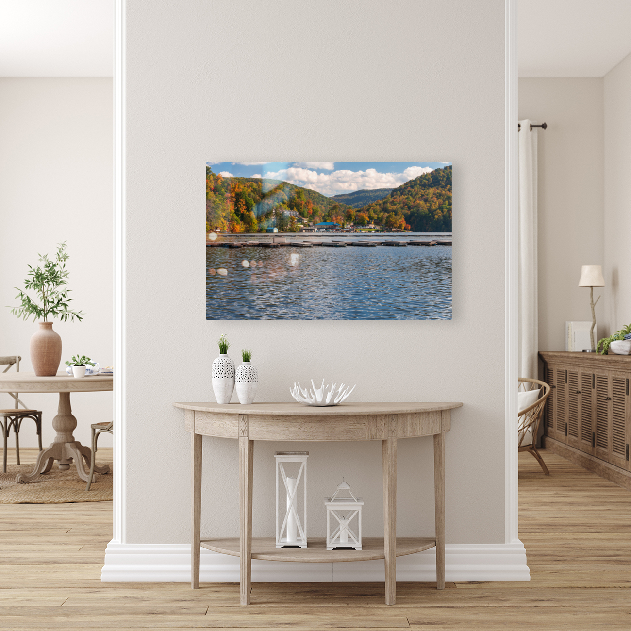 Marina and fall colors on Cheat Lake Morgantown Reproduction