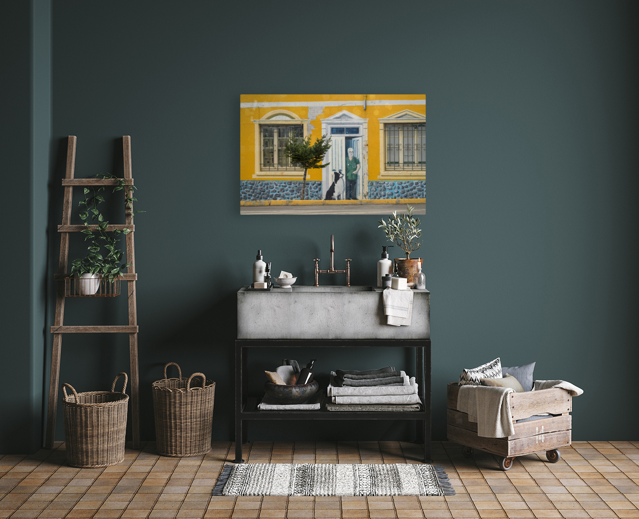 Wall mural on building in Punta Arenas in Chile Reproduction