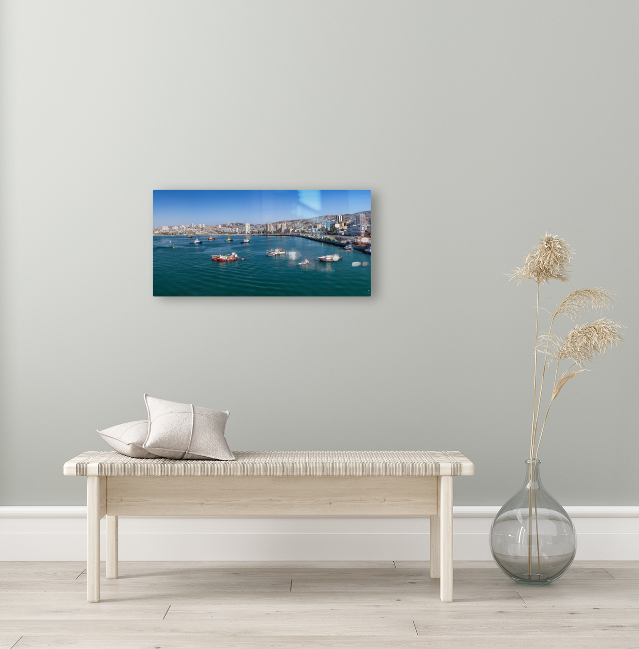 Panorama of Valparaiso harbor in Chile Reproduction