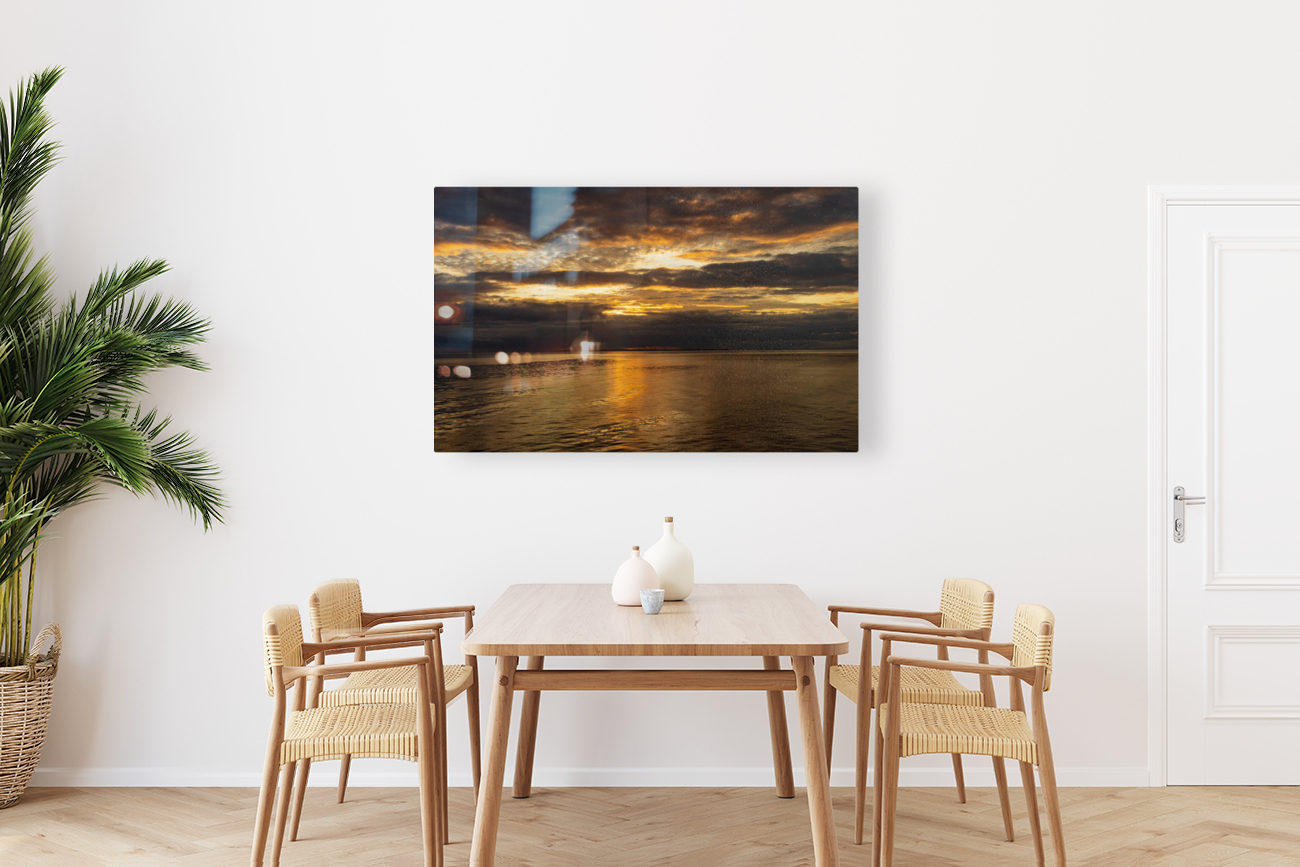 Golden sunset on a cruise on a calm Pacific ocean Reproduction