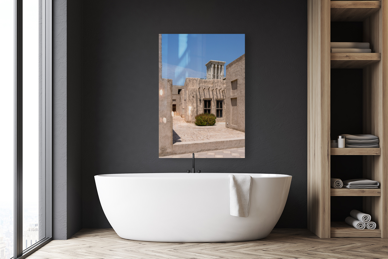 Narrow street in Al Shindagha district and museum in Dubai Reproduction