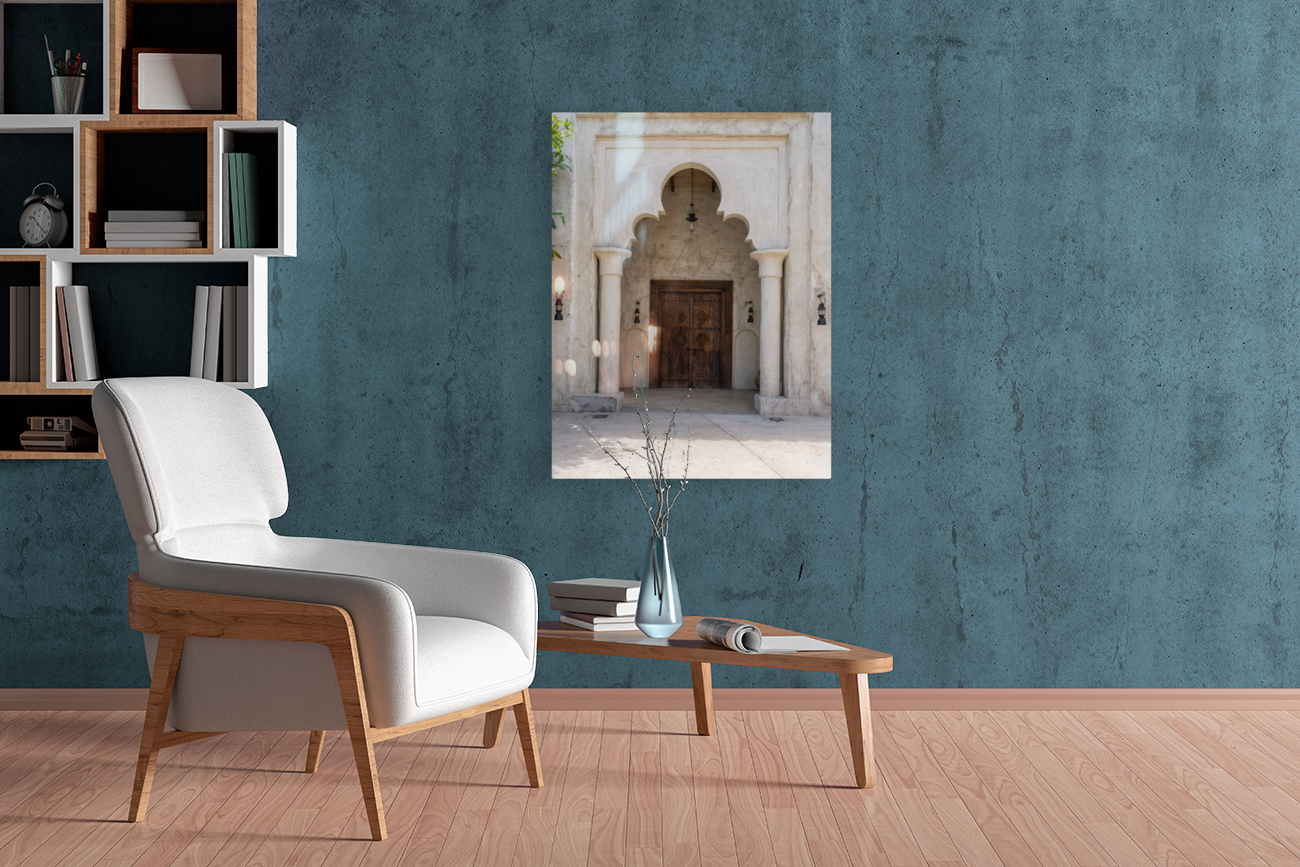 Ornate doorway to palace in Al Shindagha district and museum in  Reproduction