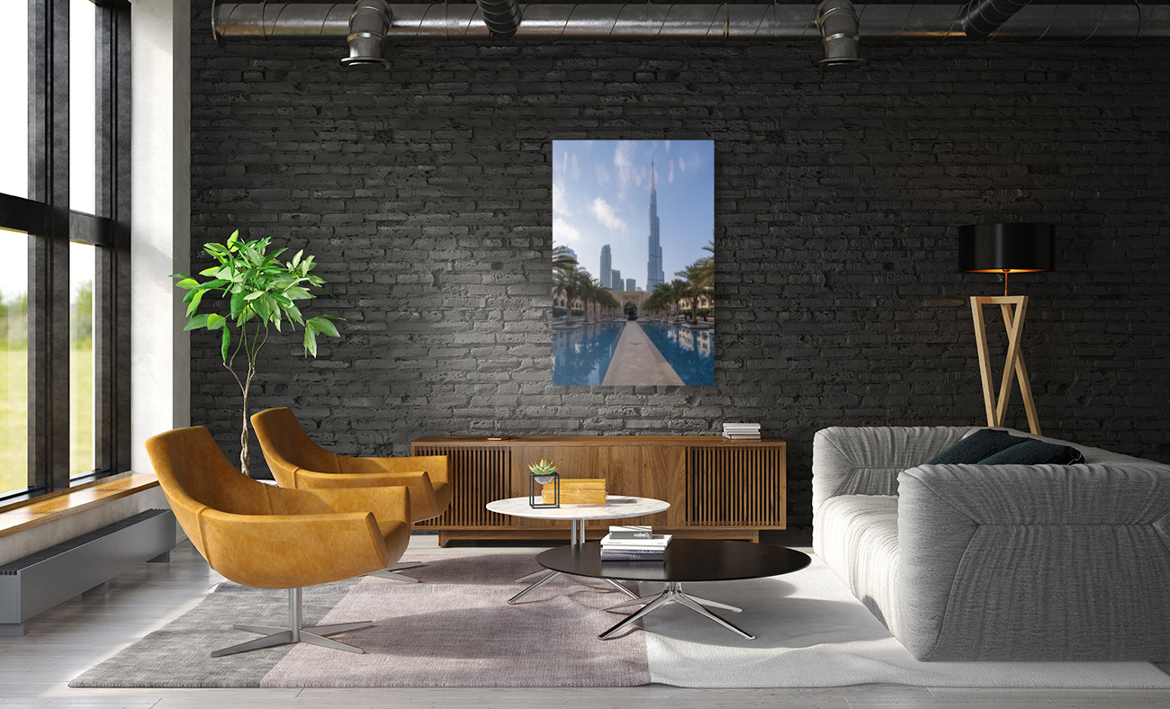 Entrance to Palace Downtown hotel in Dubai business district Reproduction