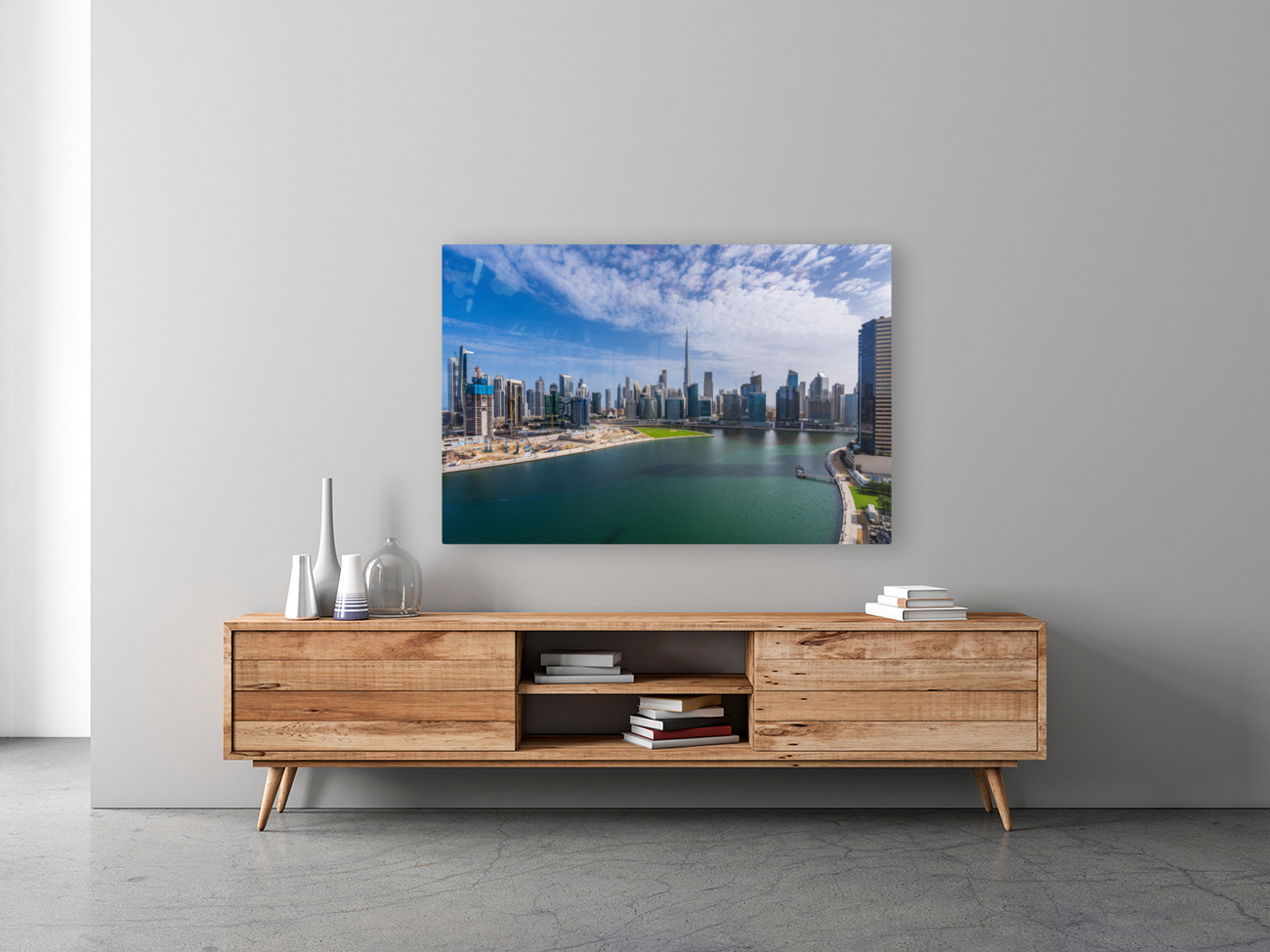 Offices and apartments of Dubai Business Bay with Downtown distr Reproduction