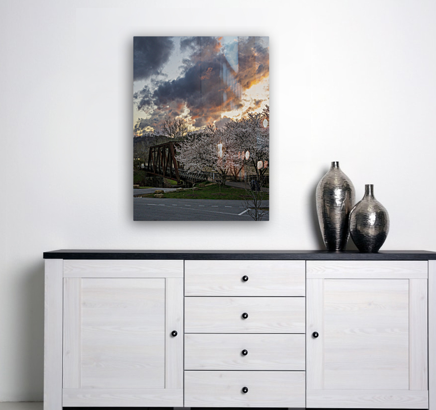 Steel girder bridge carries the bike walking trail over Deckers  Reproduction