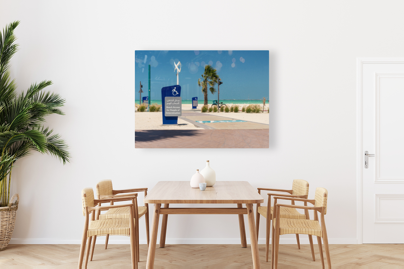 Sign for access to Jumeirah beach for wheelchair users Reproduction